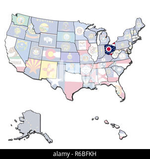 Ohio sulla mappa di Stati Uniti d'America Foto Stock