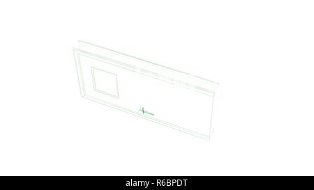 3D rendering di un blueprint porta isolata su bianco Foto Stock