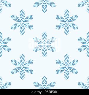 Il simbolo del fiocco di neve seamless pattern. Sfondo blu con il pupazzo di neve fiocchi di neve. Vettore illustrazione fiocchi di neve. Illustrazione Vettoriale