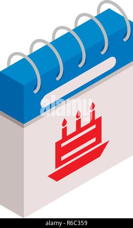 Calendario giorno di nascita icona, stile isometrico Illustrazione Vettoriale