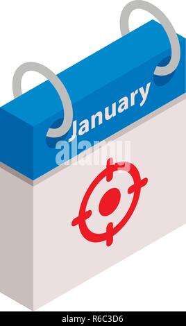 Calendario gennaio target icona mese, stile isometrico Illustrazione Vettoriale