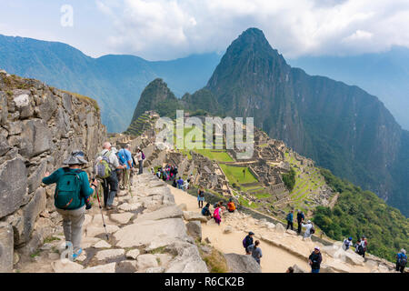 Visita turistica di Machu Picchu in Perù Foto Stock