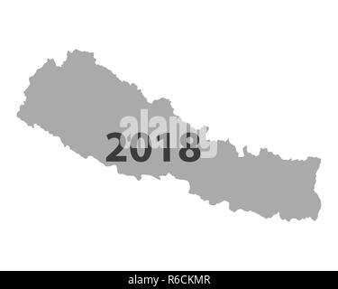 Mappa di Nepal 2018 Foto Stock