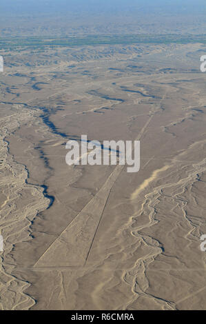 Il Perù, Linee di Nasca, Vista Aerea Foto Stock