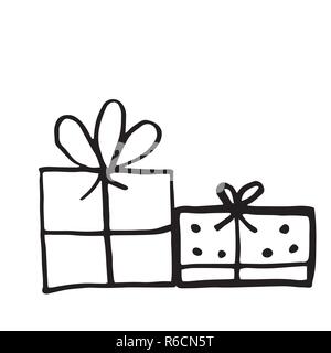 Confezioni regalo set, disegnati a mano, Illustrazione Vettoriale