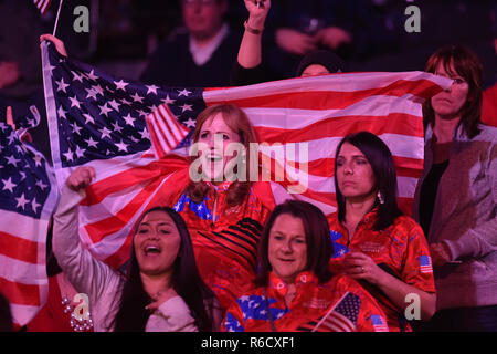 Londra, Regno Unito. 04 Dic, 2018. I tifosi durante il Partypoker Mosconi Cup 2018: il giorno 1 evento a Alexandra Palace Martedì, 04 dicembre 2018. Londra, Inghilterra. (Solo uso editoriale, è richiesta una licenza per uso commerciale. Nessun uso in scommesse, giochi o un singolo giocatore/club/league pubblicazioni.) Credito: Taka G Wu/Alamy News Credito: Taka Wu/Alamy Live News Foto Stock