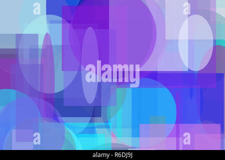Abstract violet blue circle e ellissi quadrati e rettangoli lo sfondo dell'illustrazione Foto Stock