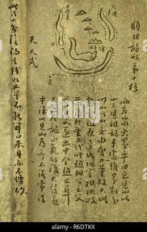 Il cinese antico libro di oltre 150 anni sui segreti di geomanzia Foto Stock