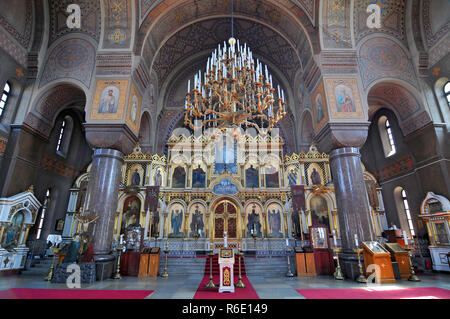 Dettaglio dell'interno della Cattedrale Uspenski a Helsinki in Finlandia Foto Stock