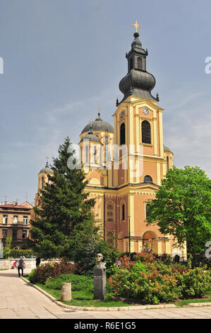 La Chiesa Cattedrale della Natività della Theotokos a Sarajevo in Bosnia che la Cattedrale è la più grande chiesa ortodossa serba a Sarajevo Foto Stock