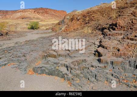 Organo a canne formazione di roccia, nei pressi di Twyfelfontein, Damaraland, Namibia Foto Stock