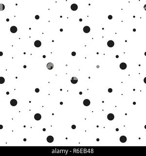 Abstract disegno geometrico. Vector seamless in bianco e nero cerchio dello sfondo. Forme irregolari. Moderno ed elegante texture dot. Stampa alla moda. Swatch. Per la stampa, la carta di avvolgimento, sfondo, tessile, tessuto. eps 10. Illustrazione Vettoriale