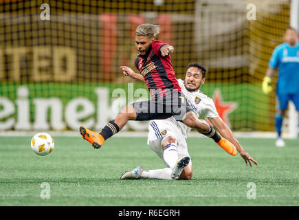 Atlanta regno avanti, Josef Martinez (7), in azione durante il gioco MLS tra il Real Salt Lake e Atlanta uniti a Mercedes Benz Stadium. Foto Stock