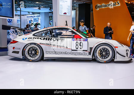 Francoforte - Settembre 2015: Porsche 911 997 GT3 RSR presentato al IAA International Motor Show il 20 settembre 2015 a Francoforte, Germania Foto Stock