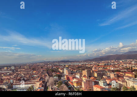 Veduta aerea del castello di Brescia, Italia Foto Stock