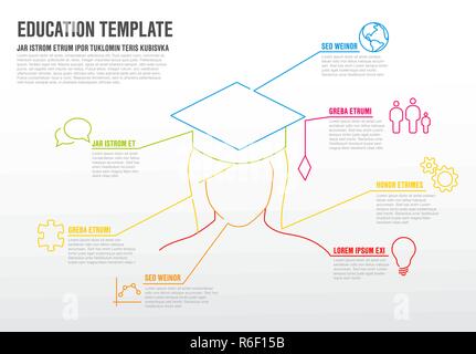 Istruzione scolastica modello infografico realizzato da linee colorate e le icone Illustrazione Vettoriale