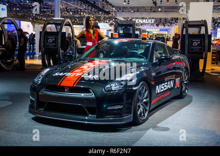 Mosca, Russia - Agosto 2012: Nissan GT-R R35 safety car presentata in prima mondiale al sedicesimo MIAS (Moscow International Automobile Salon) il 3 agosto Foto Stock