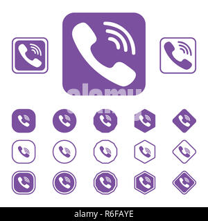 Set di Viber icona piatta su sfondo bianco Foto Stock