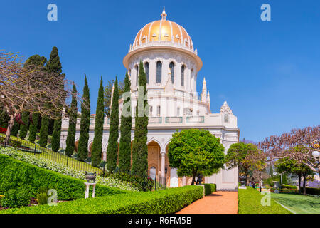 Il tempio Bahai e i giardini Bahai di Haifa, Israele Foto Stock