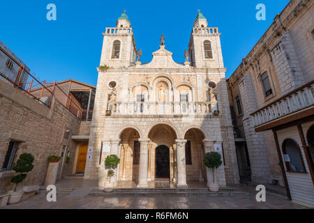 La Chiesa di Cana in Terra Santa, costruito sul sito di Gesù il primo miracolo, Israele Foto Stock