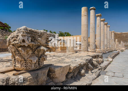 Rovine dell'antica Città Bizantina Scythopolis, Tel Beit Shean National Park, Israele Foto Stock