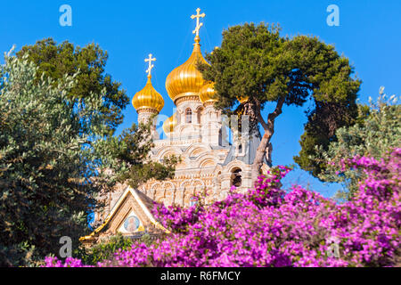 La Chiesa Russa di Maria Maddalena sul Monte degli Ulivi, Gerusalemme, Israele, Medio Oriente Foto Stock