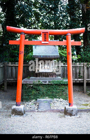 Miyazaki, Kyushu, Giappone: Rosso torii gate a Oddone Santuario, Miyazaki City Foto Stock