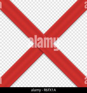 Realistico nastro rosso isolato su sfondo trasparente Illustrazione Vettoriale