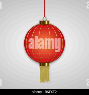 Cinese realistico appendere lanterne rosse su sfondo bianco Illustrazione Vettoriale