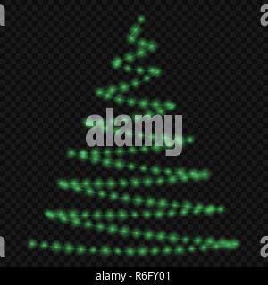 Natale luci incandescenti sull albero di natale. Decorazioni per le vacanze Illustrazione Vettoriale