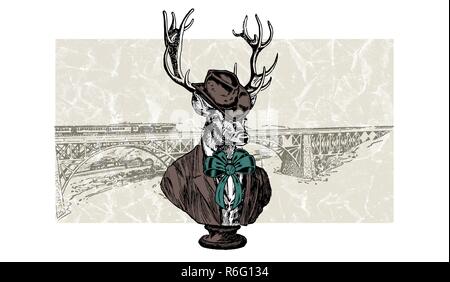 Signor cervi in un cappello Foto Stock