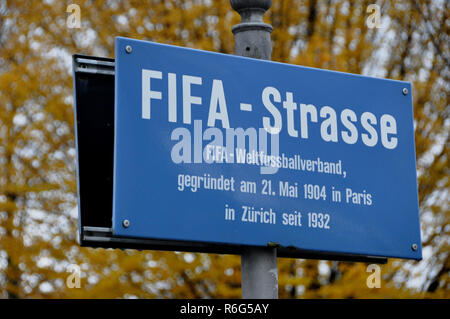 Svizzera: la FIFA-street in Zürich-Fluntern, dove la sede di FIFA è situato Foto Stock