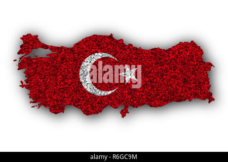 Mappa di Turchia e banner sul papavero Foto Stock