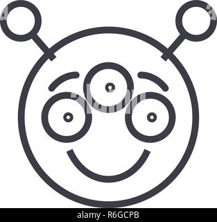 Alien Emoji linea concetto vettoriale modificabile icona del concetto. Alien gli Emoji concetto lineare di emozione illustrazione Illustrazione Vettoriale