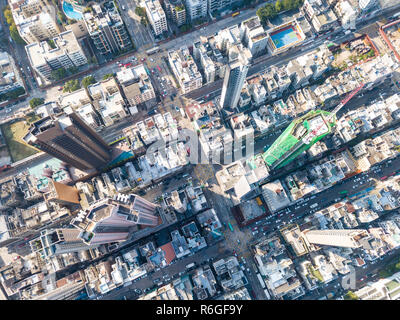 Vista superiore della città di Kowloon in Hong Kong Foto Stock