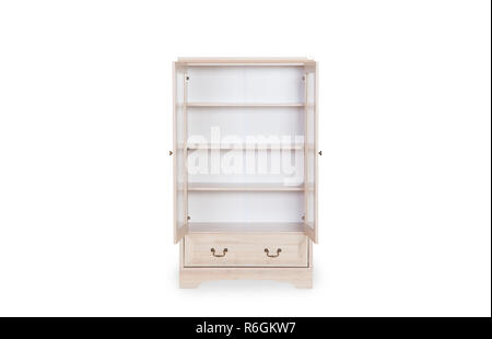 Voce Apri cabinet bianco isolato su sfondo bianco con tracciato di ritaglio e lo spazio per la copia. Foto Stock