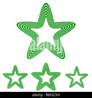 Linea verde star logo design set Illustrazione Vettoriale