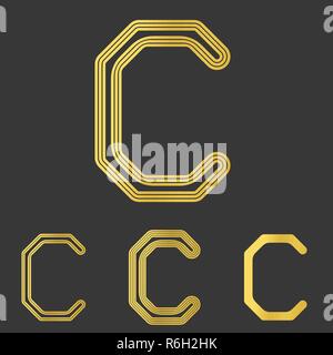 Golden line lettera c logo design set Illustrazione Vettoriale