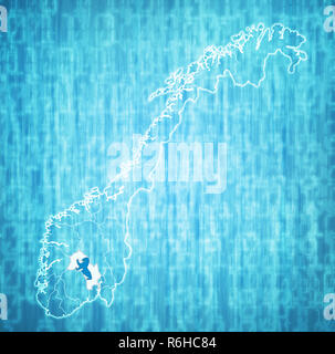 Buskerud regione sulla mappa di amministrazione della Norvegia Foto Stock