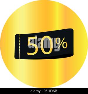 50 Sconto di adesivo. Vendita golden Tag illustrazione isolato Illustrazione Vettoriale