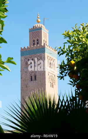 La Moschea di Koutoubia, Marrakech, - Nozione - islam musulmani, il più grande e più antica moschea di Marrakech, Marocco, Africa del Nord Foto Stock