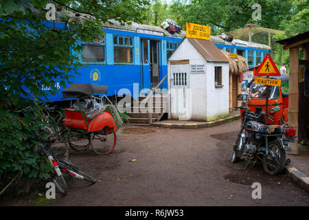 Asian stazione ferroviaria in Zoo Planckendael, Mechelen, Belgio. Foto Stock