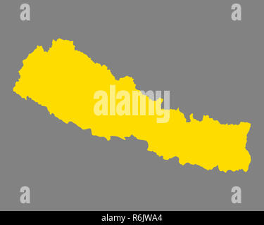 Mappa di Nepal Foto Stock