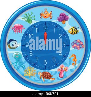 Blu orologio subacqueo illustrazione del modello Illustrazione Vettoriale