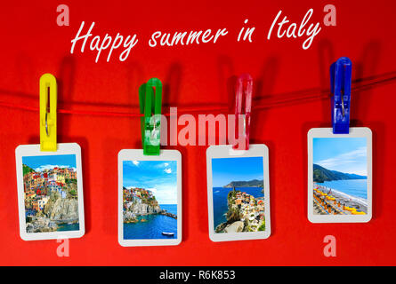 Collage di Cinque Terre foto in Italia Foto Stock