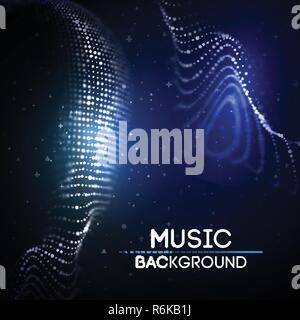 La musica di sfondo astratto blu. Equalizzatore per la musica, che mostra le onde sonore con onde di musica, musica di sottofondo equalizzatore concetto vettoriale. Illustrazione Vettoriale