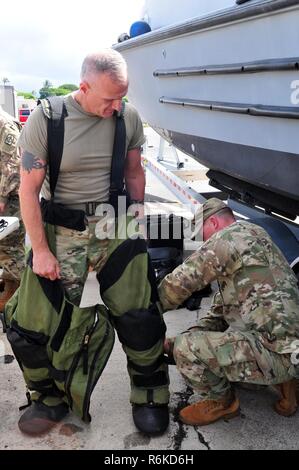 Senior consulenti arruolato frequentando l'associazione dell'esercito degli Stati Uniti di 2017 LANPAC Simposio e esposizione, ha visitato la base comune perla Harbor-Hickam 24 maggio 2017 e ha ricevuto un tour della logistica nave di supporto, CW3 Harold C. Clinger, dai membri del Teatro 8 Supporto comando e U.S. Pacifico esercito. LANPAC è un mondo di classe, evento internazionale per mettere in evidenza il ruolo delle forze terrestri in Indo-Asia-teatro pacifico e i loro contributi alla forza comune di pace e di guerra. La posizione strategica di Hawaii riunisce il governo e i rappresentanti del settore dai nostri alleati Foto Stock