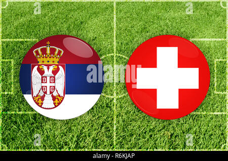La Serbia vs Svizzera partita di calcio Foto Stock