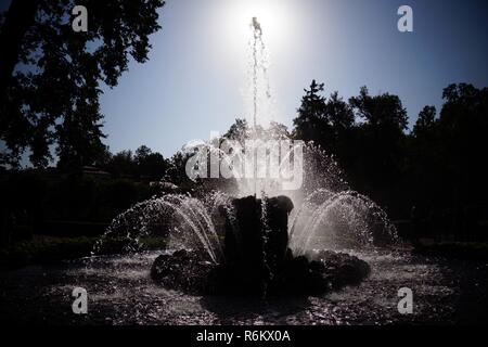 Peterhof Palace e Giardini di San Pietroburgo, Russia. Escursione crociera sulla Norwegian crociere nel Mar Baltico. Il palazzo dispone di magnifiche viste e giardini. Foto Stock