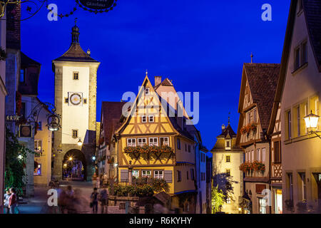 Città vecchia di Rothenburg ob der Tauber Baviera Germania Foto Stock